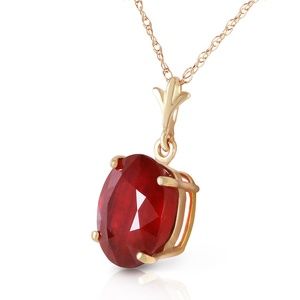 14K. SOLID GOLD NECKLACE WITH NATURAL OVAL RUBY